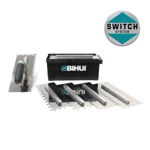 BIHUI Glättekellen-Set RS (8-teilig), 280x115mm, 6x6, 8x8, 10x10, 12x12, 10x20, HT, halbrund