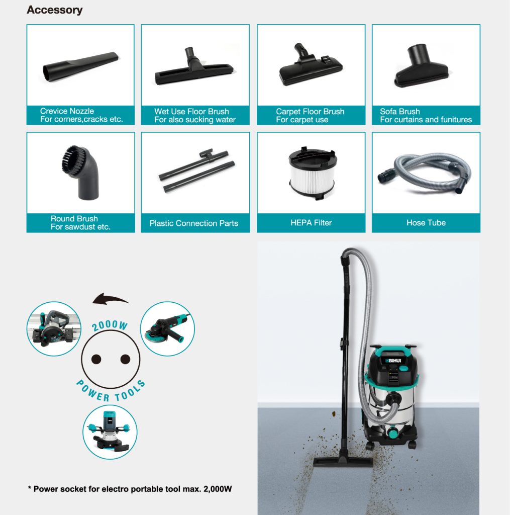 BIHUI VCH30 – 30L Nass- & Trockensauger 1.200W mit HEPA-System